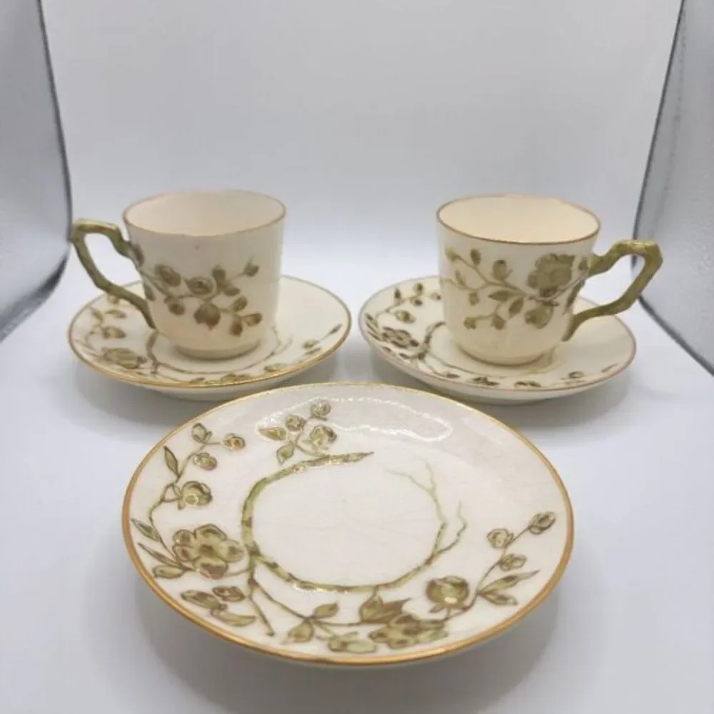 Antique French porcelain teacups & saucers set